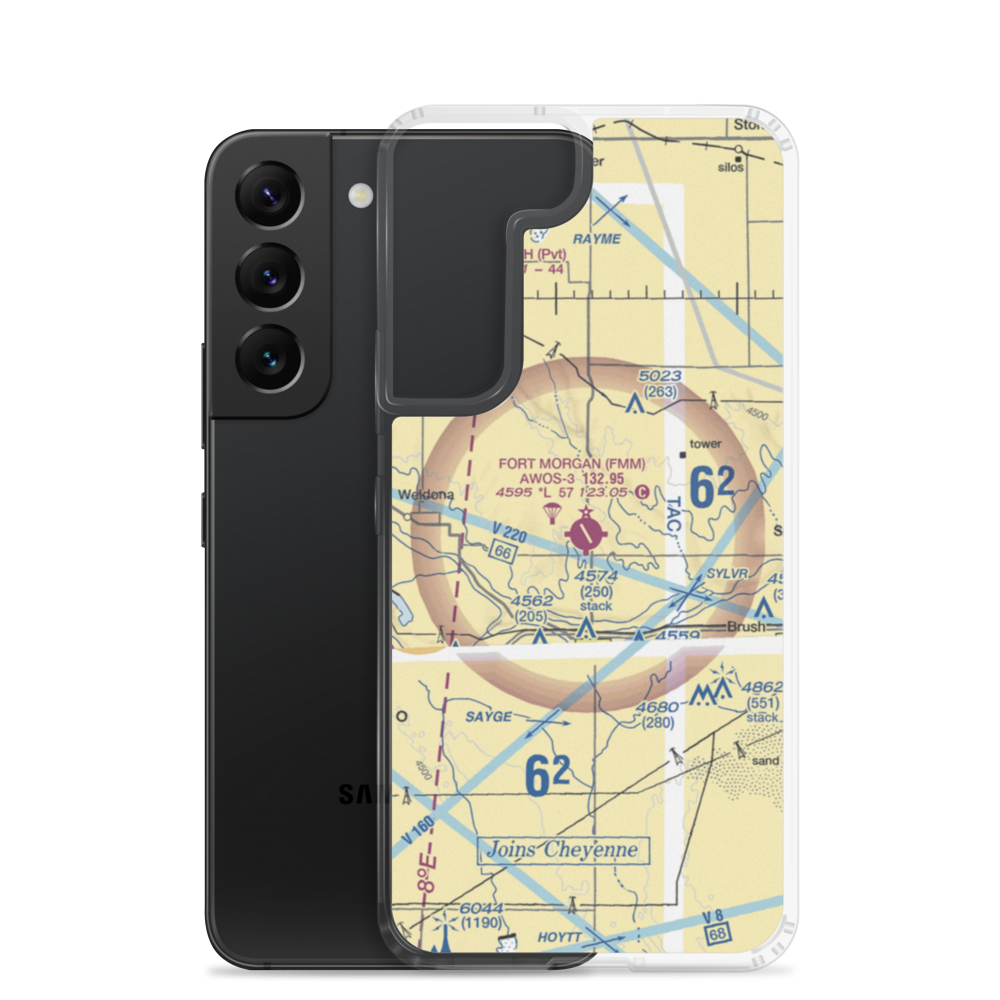 Fort Morgan Municipal Airport (FMM) VFR Sectional Samsung Case Samsung Galaxy S22 model shown