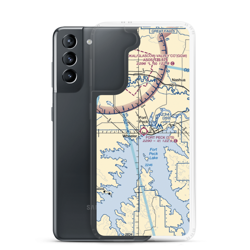 Fort Peck Airport (37S) VFR Sectional Samsung Case Samsung Galaxy S21 model shown