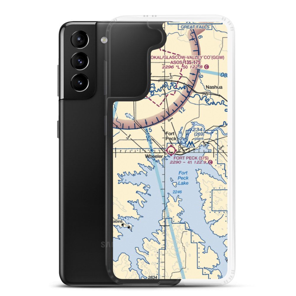 Fort Peck Airport (37S) VFR Sectional Samsung Case Samsung Galaxy S21 Plus model shown