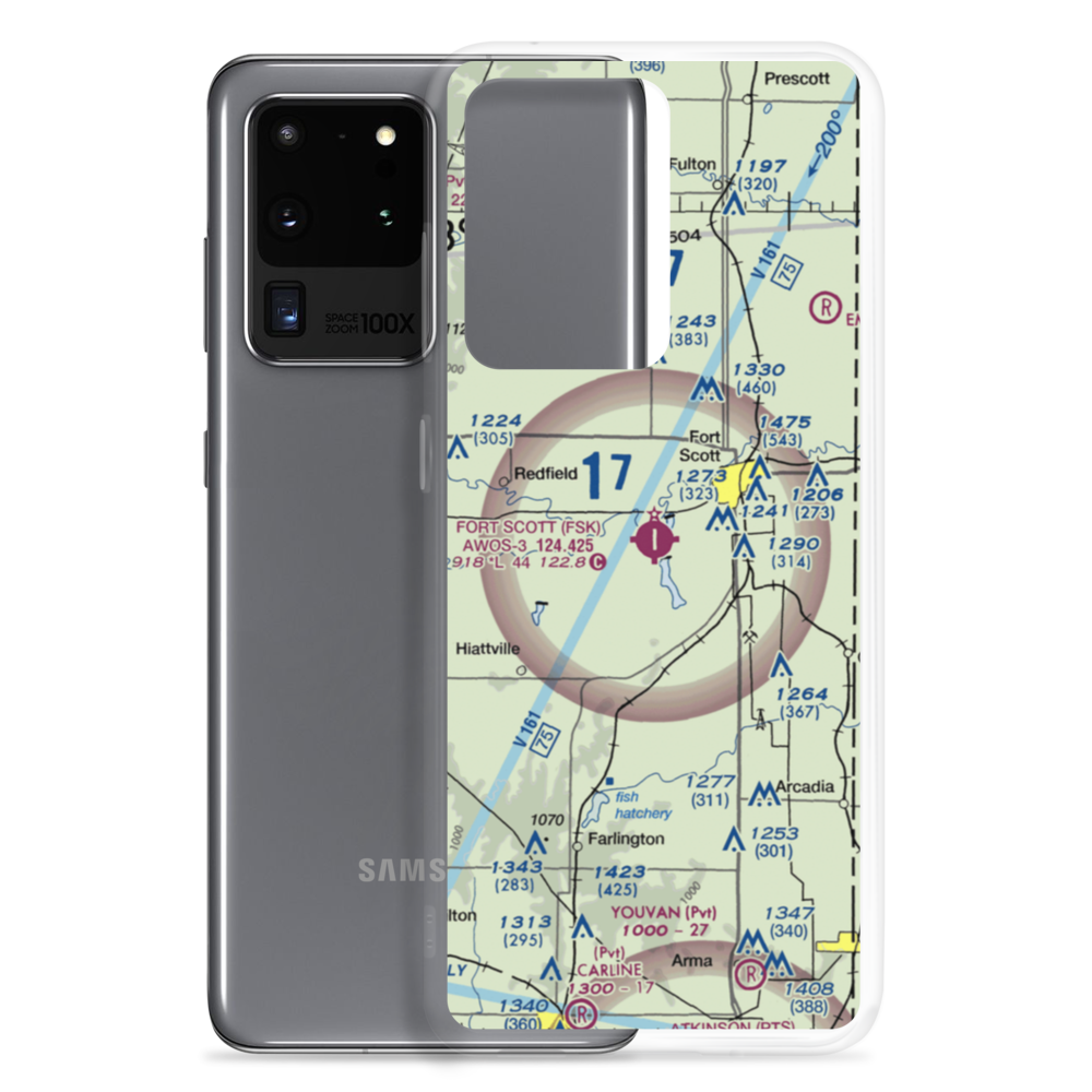Fort Scott Municipal Airport (FSK) VFR Sectional Samsung Case Samsung Galaxy S20 Ultra model shown