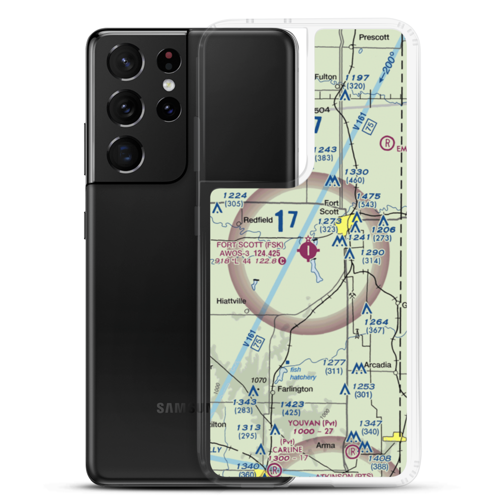 Fort Scott Municipal Airport (FSK) VFR Sectional Samsung Case Samsung Galaxy S21 Ultra model shown