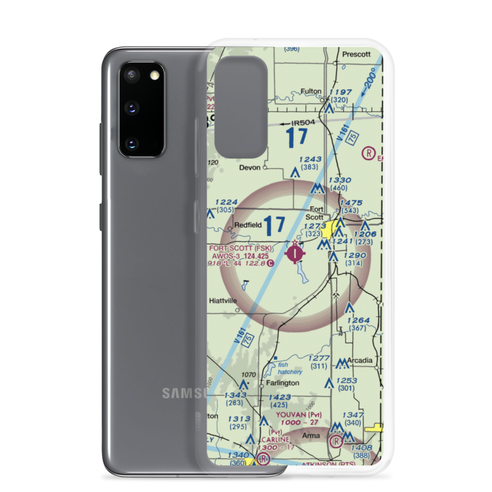 Fort Scott Municipal Airport (FSK) VFR Sectional Samsung Case Samsung Galaxy S20 model shown
