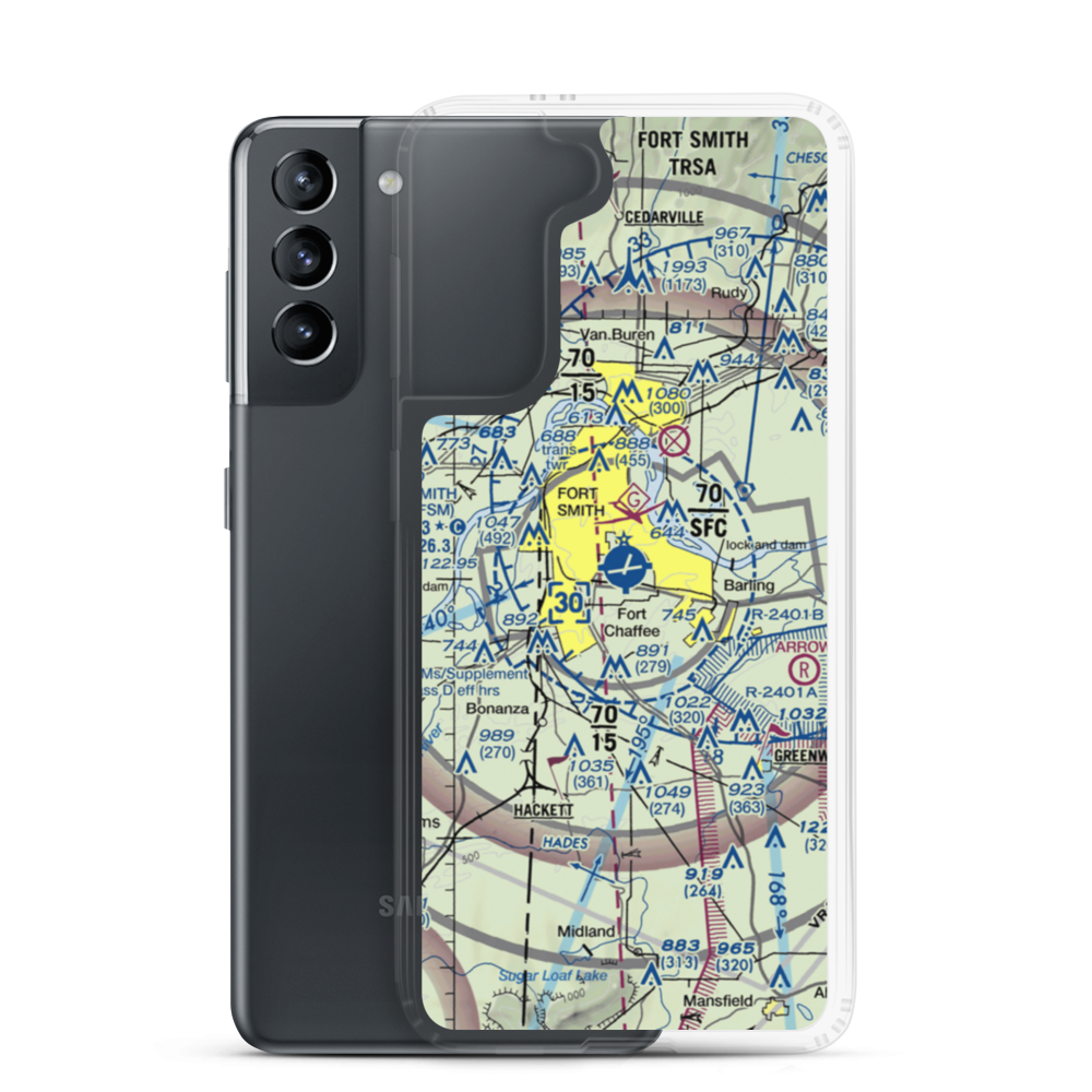 Fort Smith Regional Airport (FSM) VFR Sectional Samsung Case Samsung Galaxy S21 model shown