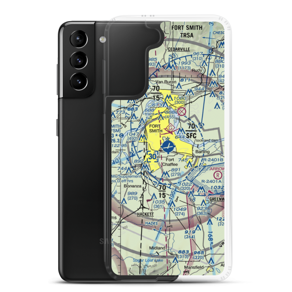 Fort Smith Regional Airport (FSM) VFR Sectional Samsung Case Samsung Galaxy S21 Plus model shown