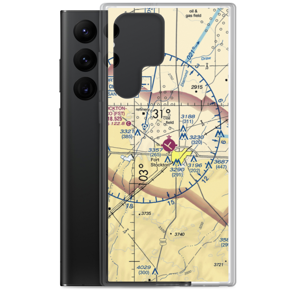 Fort Stockton Pecos County Airport (FST) VFR Sectional Samsung Case Samsung Galaxy S22 Ultra model shown
