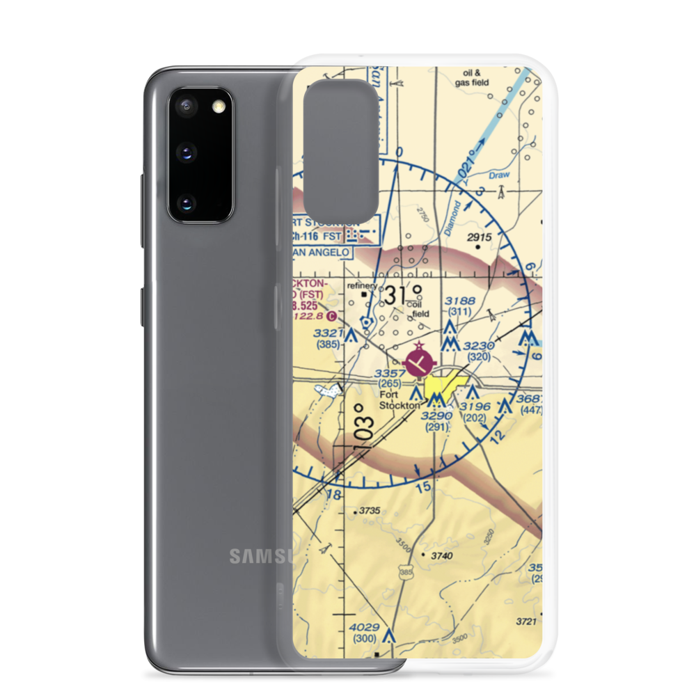 Fort Stockton Pecos County Airport (FST) VFR Sectional Samsung Case Samsung Galaxy S20 model shown