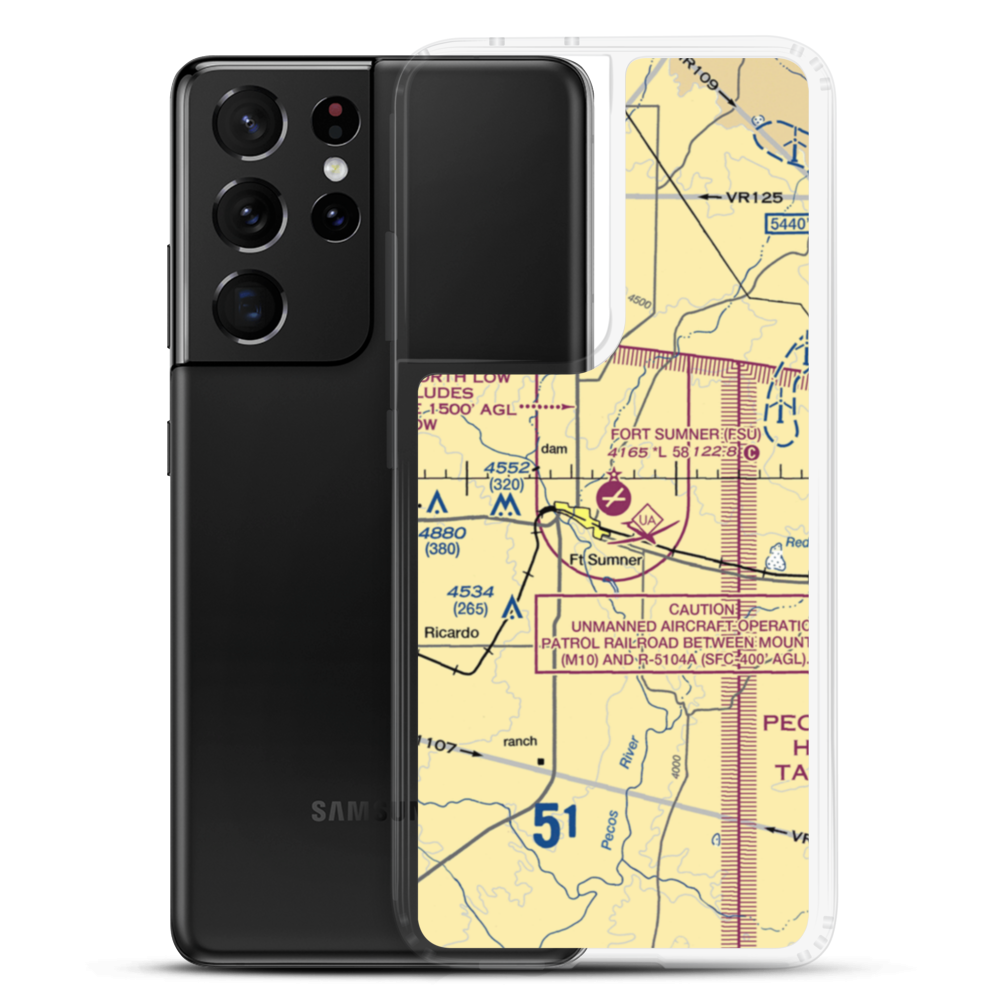 Fort Sumner Municipal Airport (FSU) VFR Sectional Samsung Case Samsung Galaxy S21 Ultra model shown