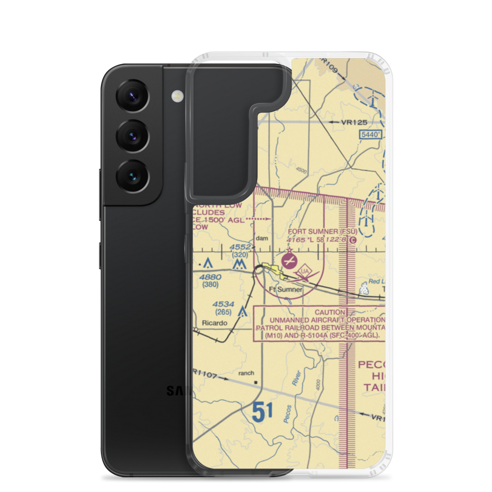 Fort Sumner Municipal Airport (FSU) VFR Sectional Samsung Case Samsung Galaxy S22 model shown