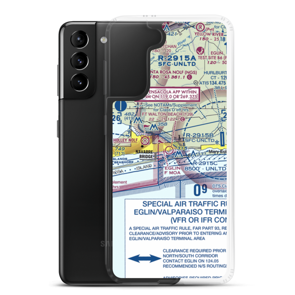 Fort Walton Beach Airport (1J9) VFR Sectional Samsung Case Samsung Galaxy S21 Plus model shown