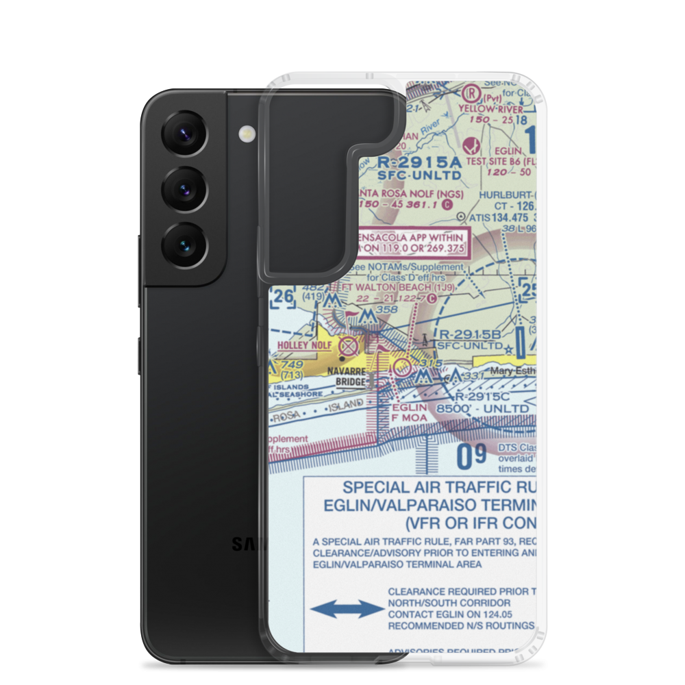 Fort Walton Beach Airport (1J9) VFR Sectional Samsung Case Samsung Galaxy S22 model shown