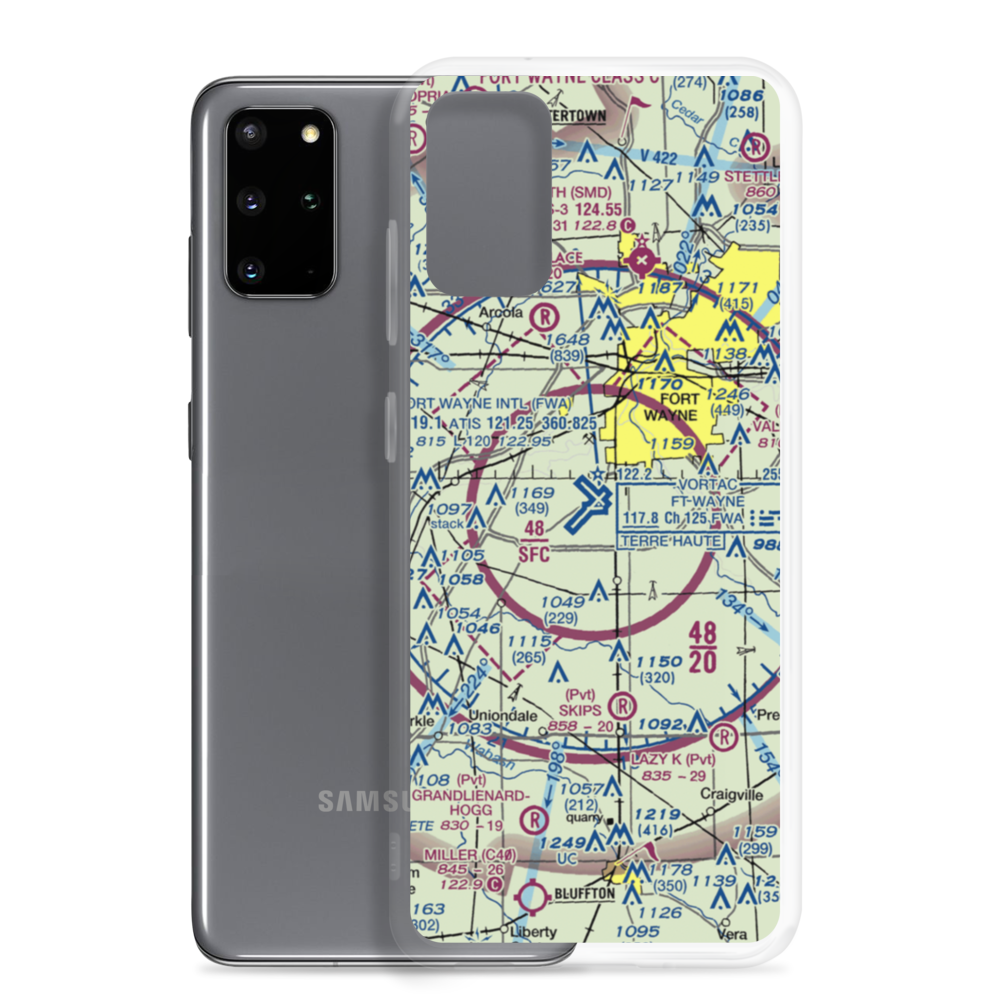 Fort Wayne International Airport (FWA) VFR Sectional Samsung Case Samsung Galaxy S20 Plus model shown