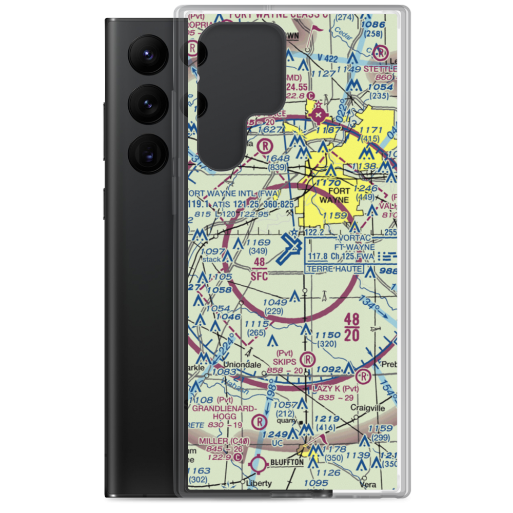 Fort Wayne International Airport (FWA) VFR Sectional Samsung Case Samsung Galaxy S22 Ultra model shown
