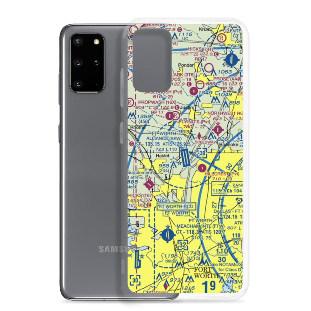 Fort Worth Alliance Airport (AFW) VFR Sectional Samsung Case Samsung Galaxy S20 Plus model shown