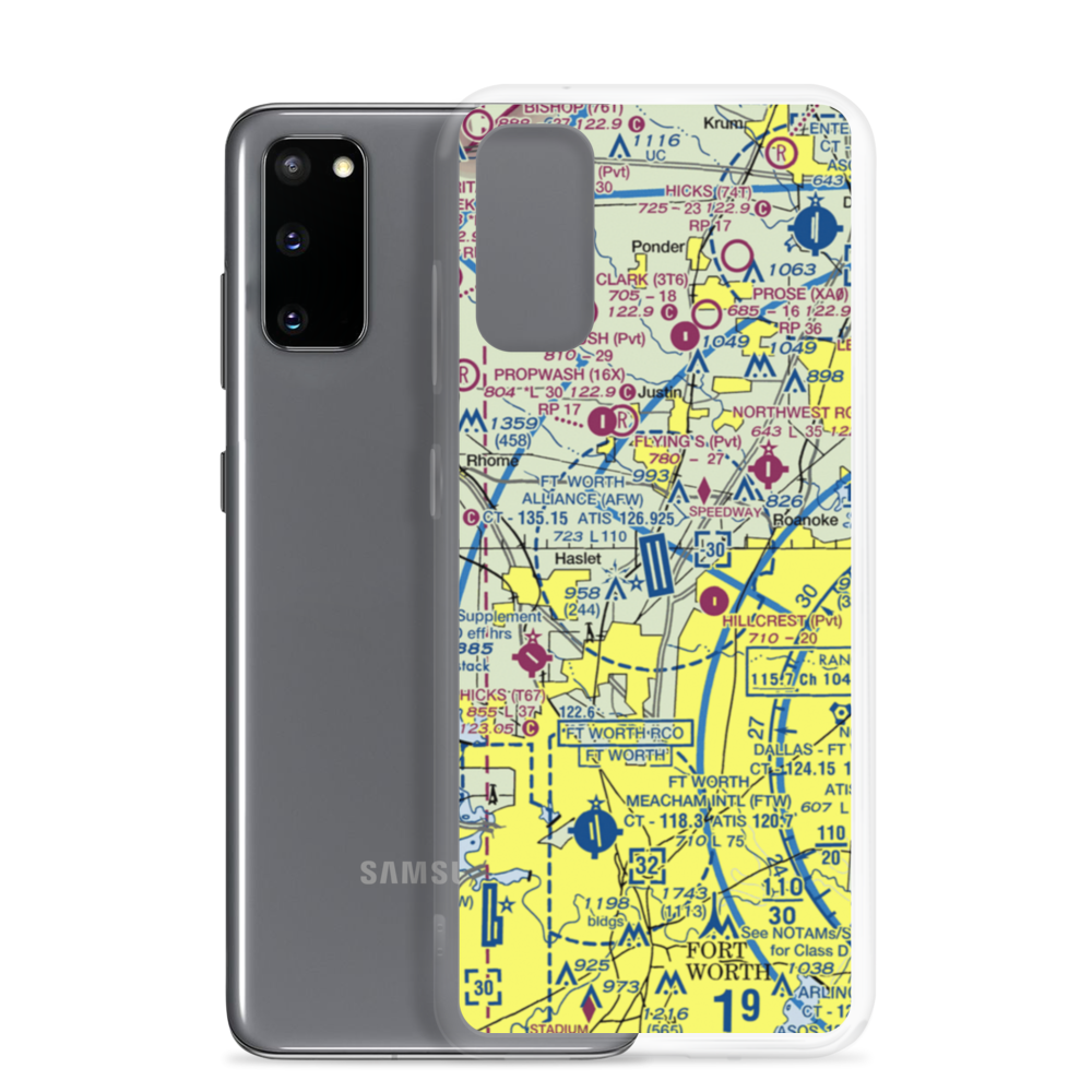 Fort Worth Alliance Airport (AFW) VFR Sectional Samsung Case Samsung Galaxy S20 model shown