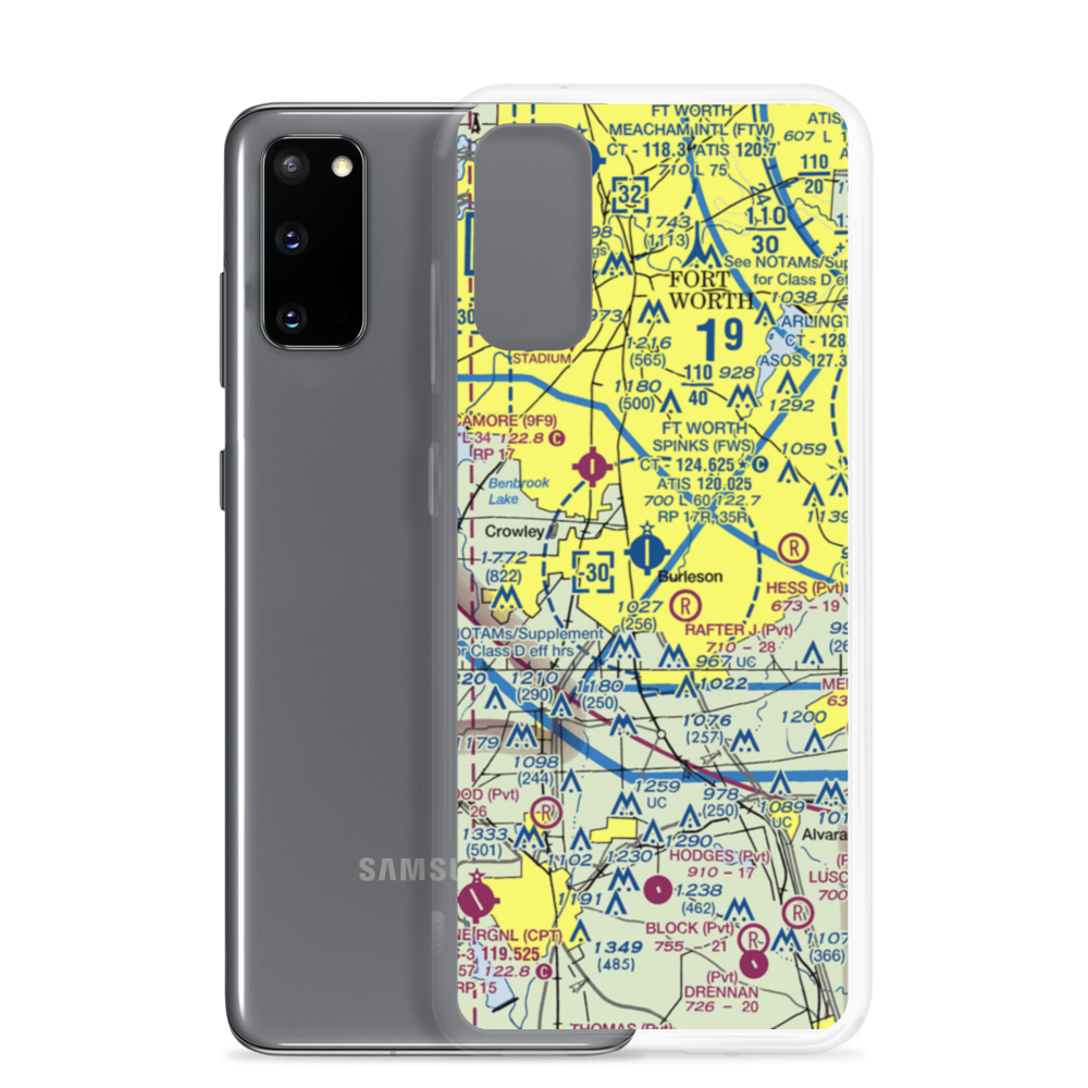 Fort Worth Spinks Airport (FWS) VFR Sectional Samsung Case Samsung Galaxy S20 model shown