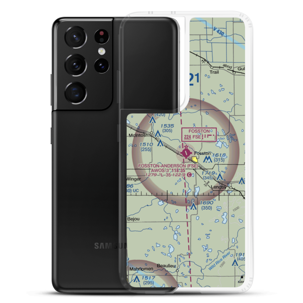 Fosston Municipal Airport-Anderson Field (FSE) VFR Sectional Samsung Case Samsung Galaxy S21 Ultra model shown
