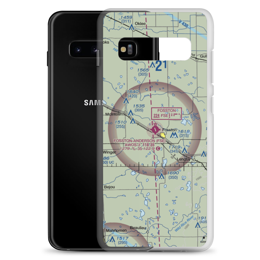 Fosston Municipal Airport-Anderson Field (FSE) VFR Sectional Samsung Case Samsung Galaxy S10+ model shown