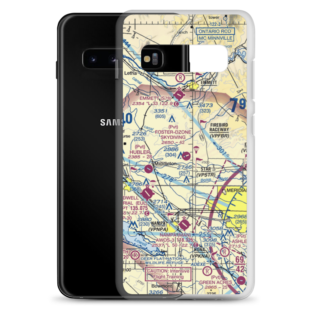 Foster Field - Dzone Skydiving Airport (ID92) VFR Sectional Samsung Case Samsung Galaxy S10+ model shown