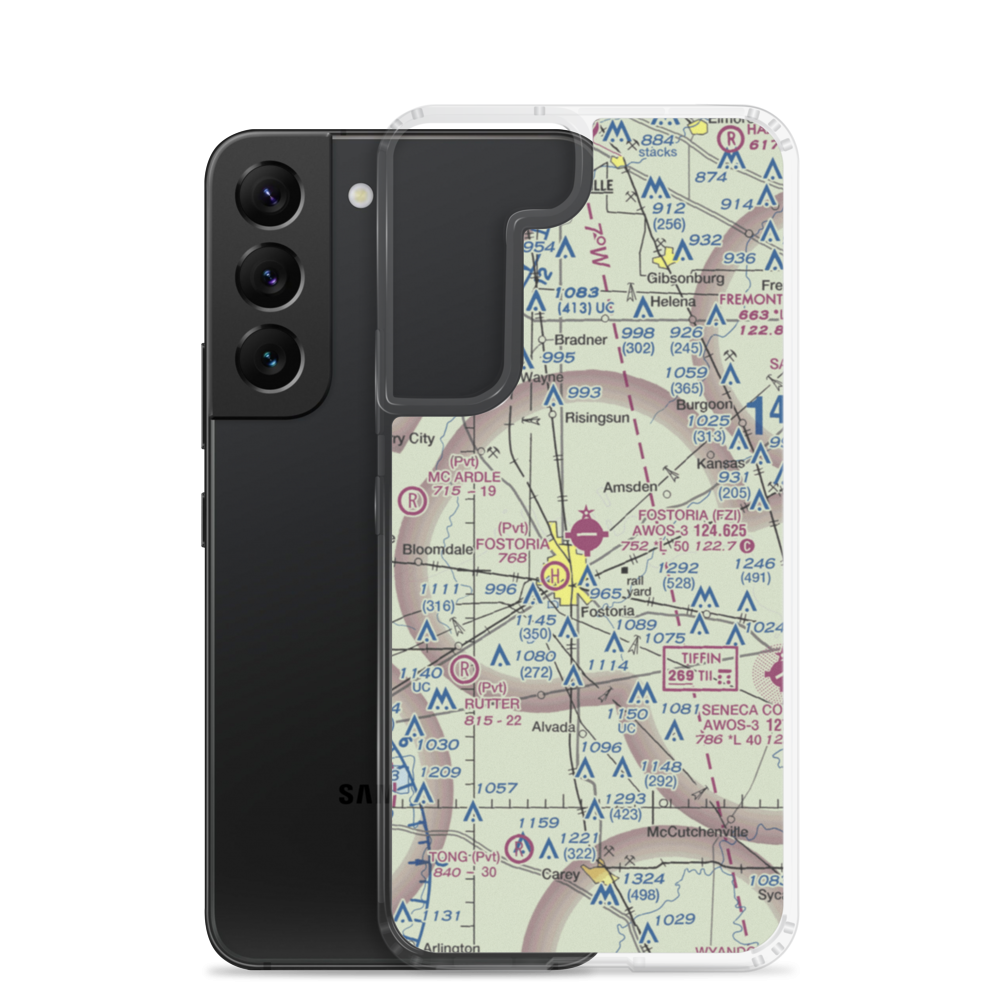 Fostoria Metropolitan Airport (FZI) VFR Sectional Samsung Case Samsung Galaxy S22 model shown