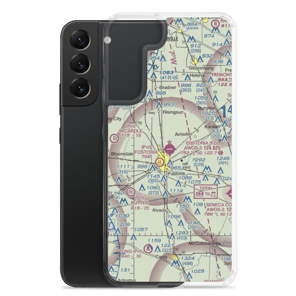 Fostoria Metropolitan Airport (FZI) VFR Sectional Samsung Case Samsung Galaxy S22 Plus model shown