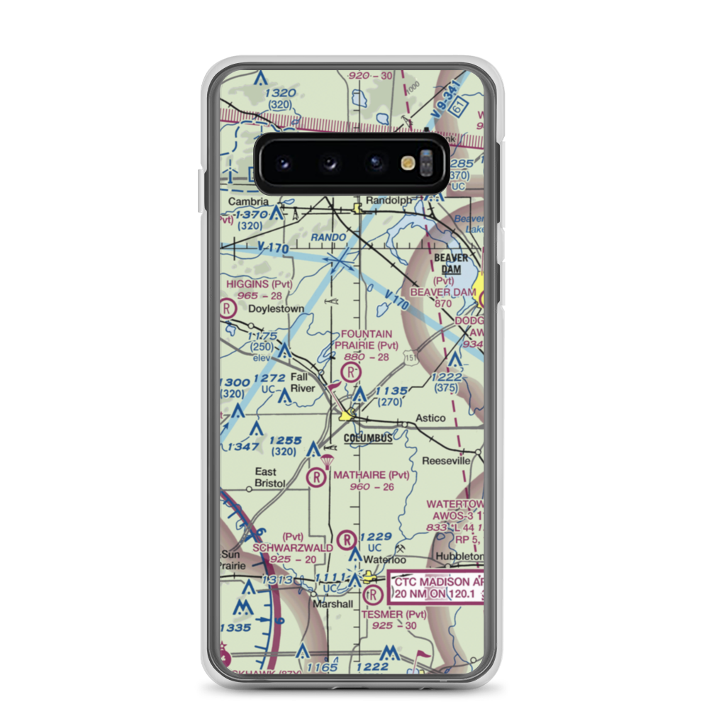 Fountain Prairie Airport (6WN6) VFR Sectional Samsung Case Samsung Galaxy S10 model shown