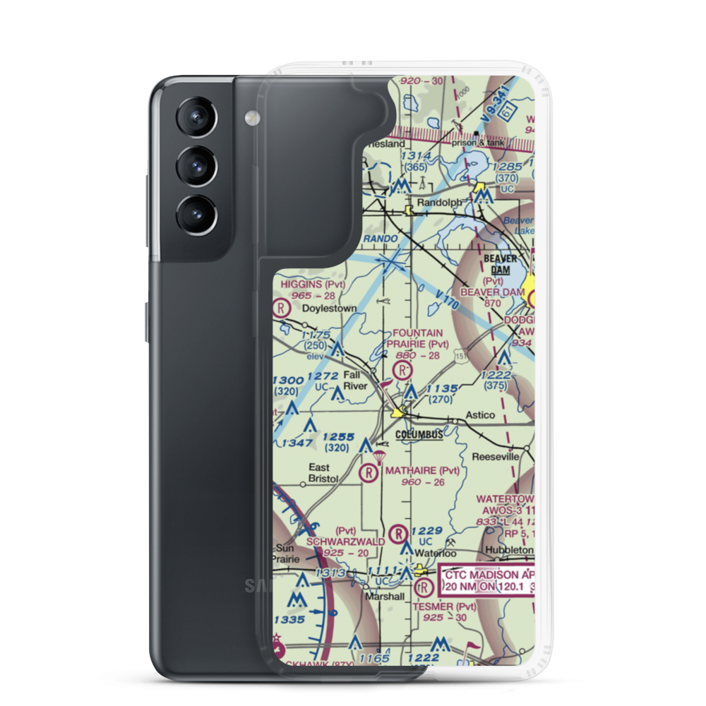 Fountain Prairie Airport (6WN6) VFR Sectional Samsung Case Samsung Galaxy S21 model shown