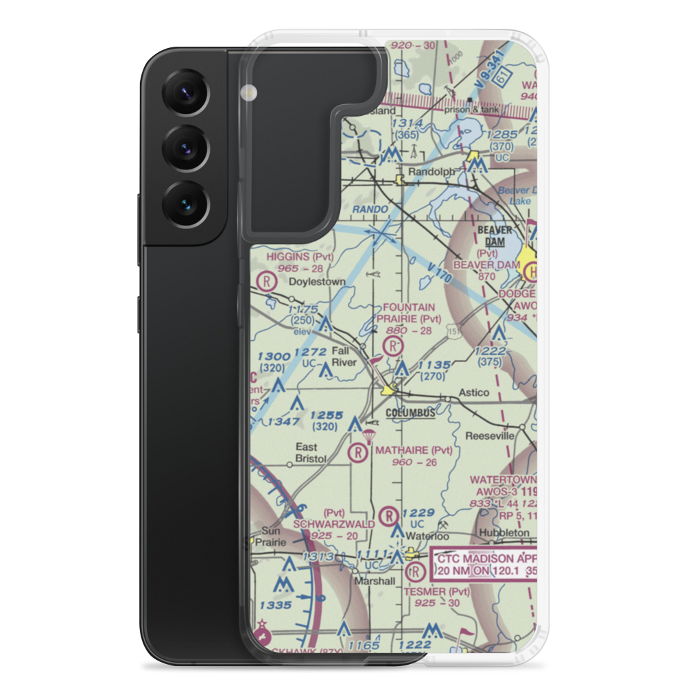Fountain Prairie Airport (6WN6) VFR Sectional Samsung Case Samsung Galaxy S22 Plus model shown
