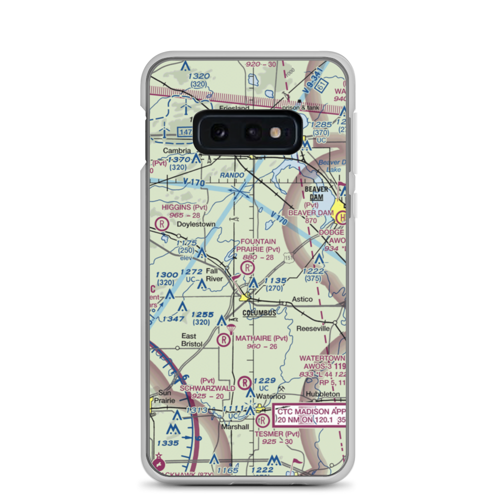 Fountain Prairie Airport (6WN6) VFR Sectional Samsung Case Samsung Galaxy S10e model shown
