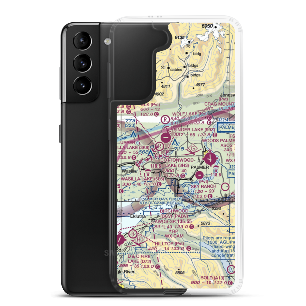 Four Corners Airport (14AK) VFR Sectional Samsung Case Samsung Galaxy S21 Plus model shown