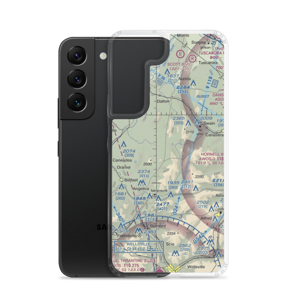 Four Seasons Airport (19NY) VFR Sectional Samsung Case Samsung Galaxy S22 model shown