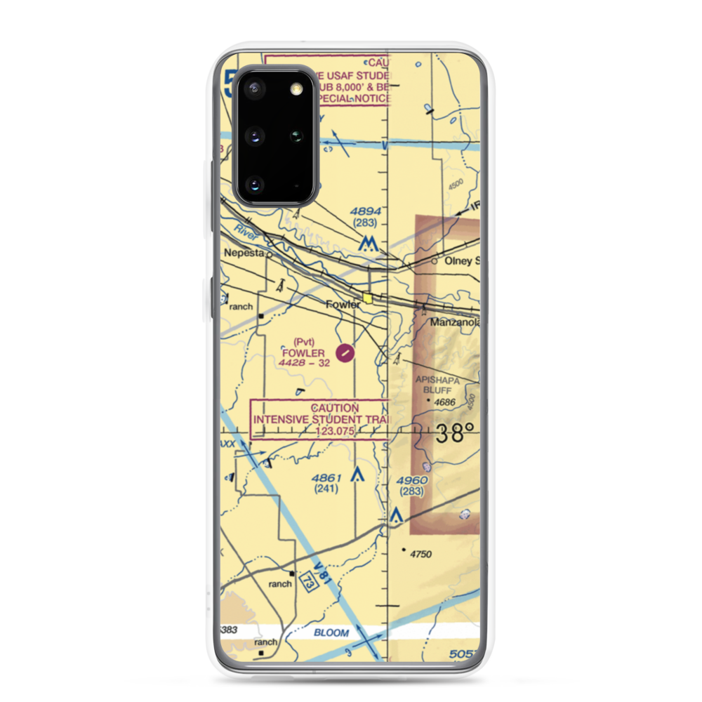 Fowler Airport (CO80) VFR Sectional Samsung Case Samsung Galaxy S20 Plus model shown