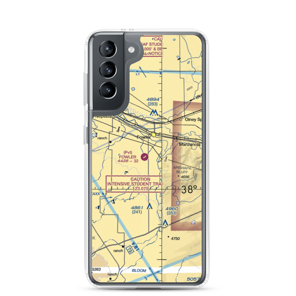 Fowler Airport (CO80) VFR Sectional Samsung Case Samsung Galaxy S21 model shown