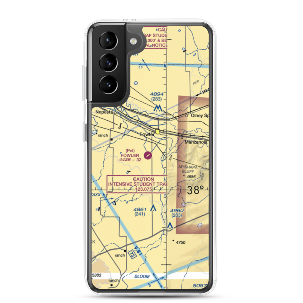 Fowler Airport (CO80) VFR Sectional Samsung Case Samsung Galaxy S21 Plus model shown