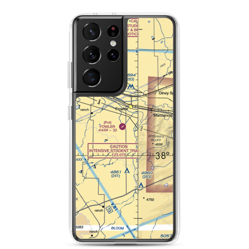 Fowler Airport (CO80) VFR Sectional Samsung Case Samsung Galaxy S21 Ultra model shown