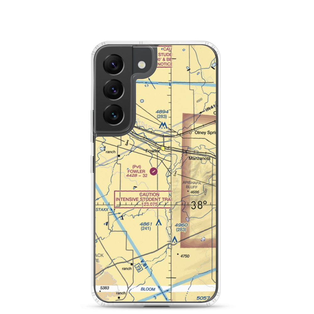 Fowler Airport (CO80) VFR Sectional Samsung Case Samsung Galaxy S22 model shown