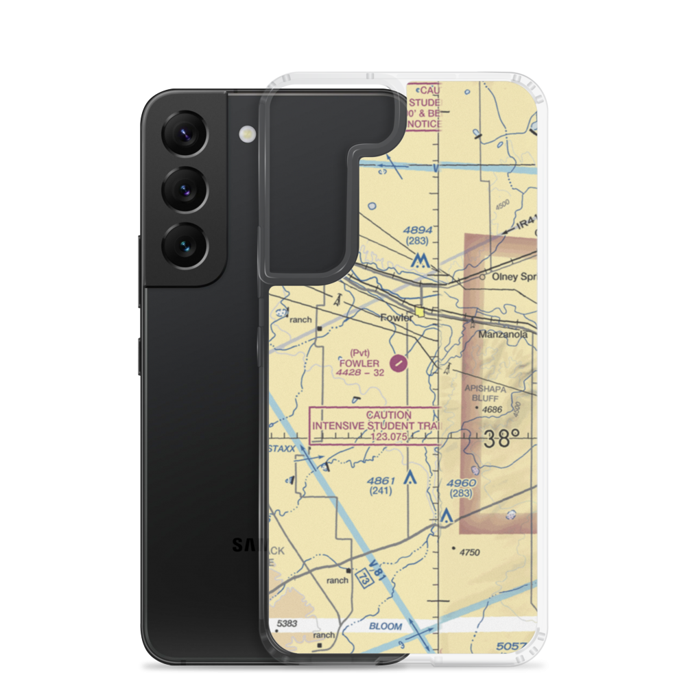 Fowler Airport (CO80) VFR Sectional Samsung Case Samsung Galaxy S22 model shown