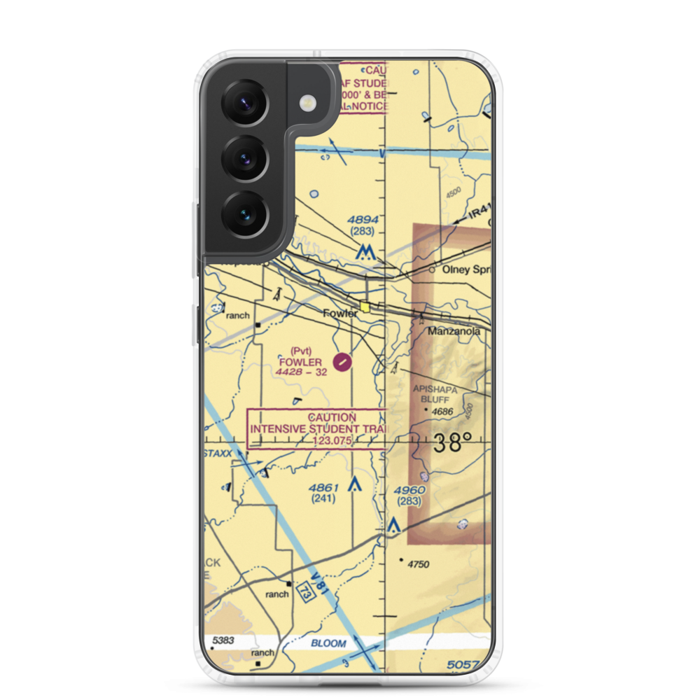 Fowler Airport (CO80) VFR Sectional Samsung Case Samsung Galaxy S22 Plus model shown