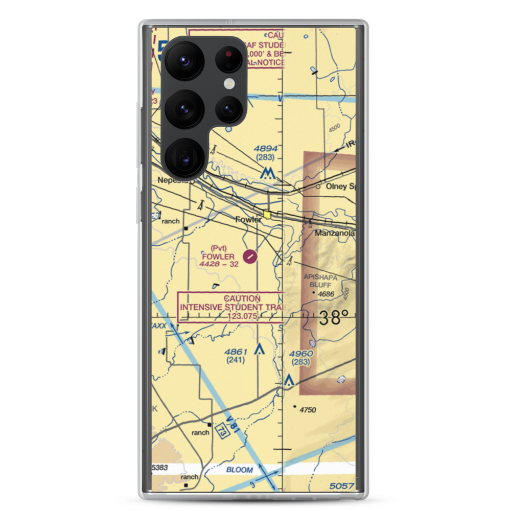 Fowler Airport (CO80) VFR Sectional Samsung Case Samsung Galaxy S22 Ultra model shown