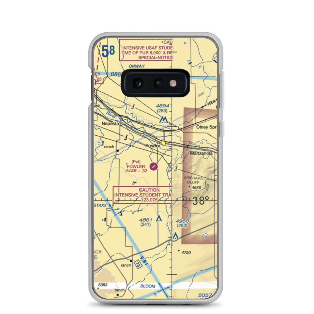 Fowler Airport (CO80) VFR Sectional Samsung Case Samsung Galaxy S10e model shown