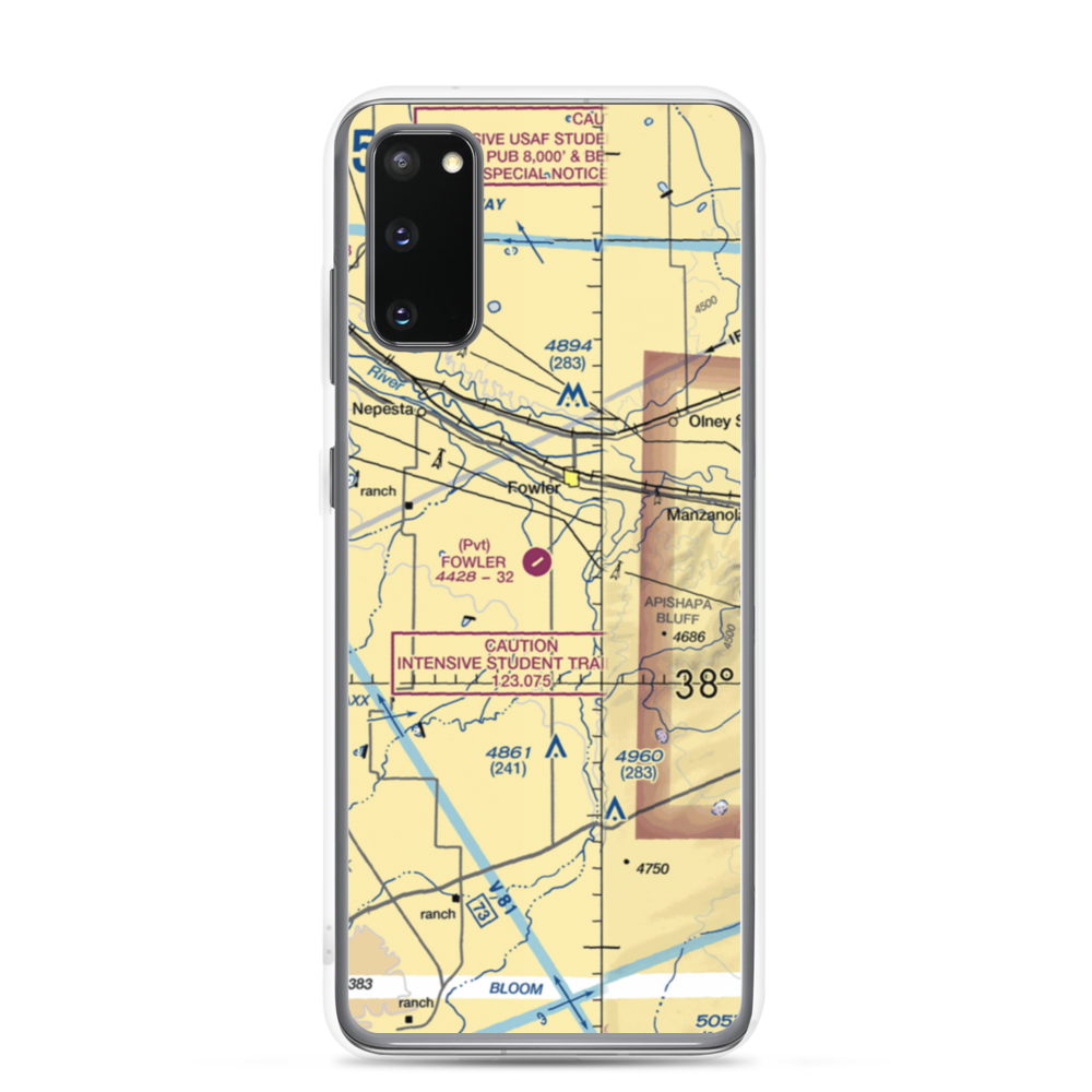 Fowler Airport (CO80) VFR Sectional Samsung Case Samsung Galaxy S20 model shown