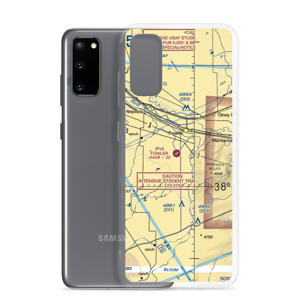Fowler Airport (CO80) VFR Sectional Samsung Case Samsung Galaxy S20 model shown