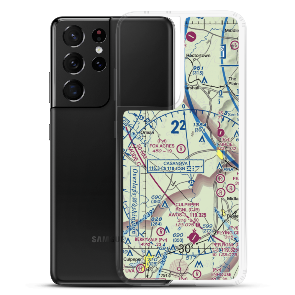 Fox Acres Airport (15VA) VFR Sectional Samsung Case Samsung Galaxy S21 Ultra model shown
