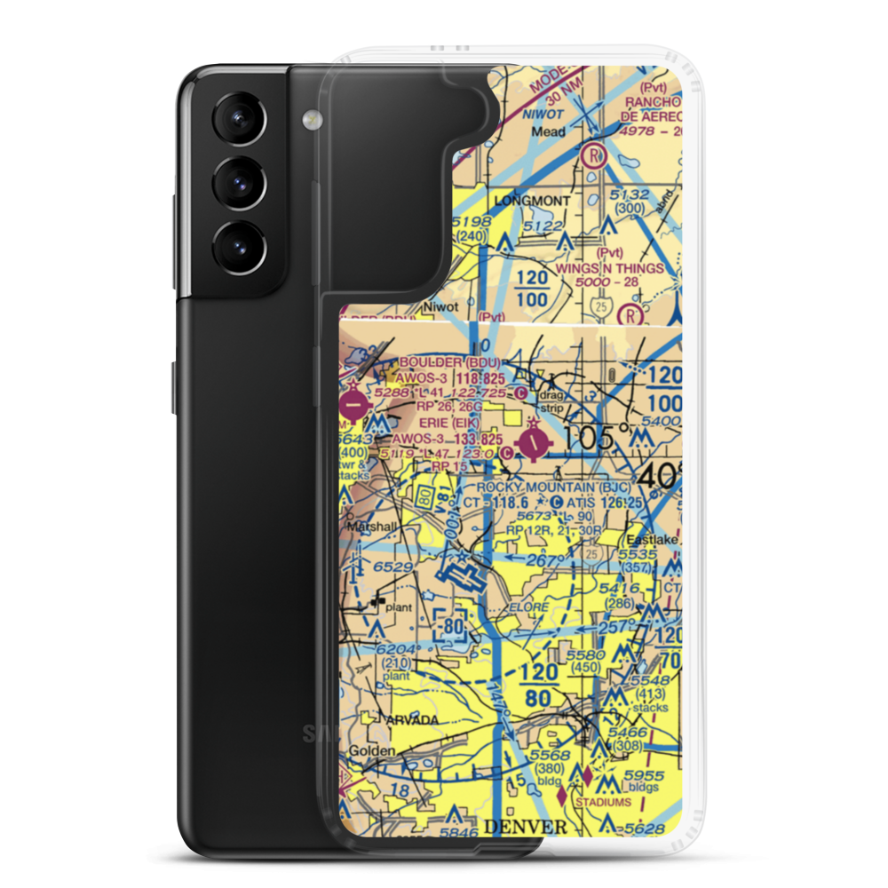 Fox Hole Airport (0CD7) VFR Sectional Samsung Case Samsung Galaxy S21 Plus model shown