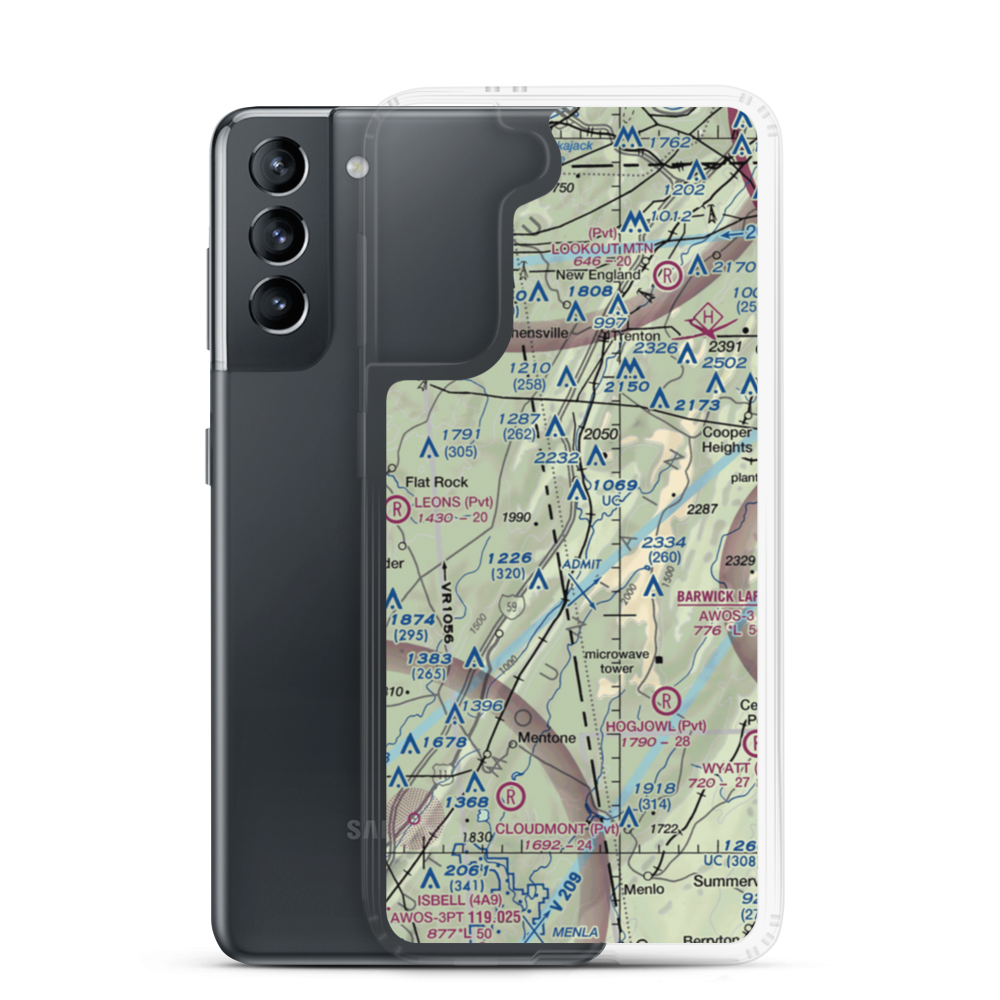 Fox Mountain Airport (3GE4) VFR Sectional Samsung Case Samsung Galaxy S21 model shown