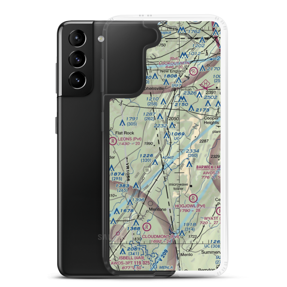 Fox Mountain Airport (3GE4) VFR Sectional Samsung Case Samsung Galaxy S21 Plus model shown