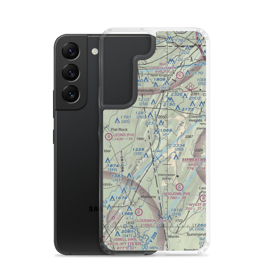Fox Mountain Airport (3GE4) VFR Sectional Samsung Case Samsung Galaxy S22 model shown
