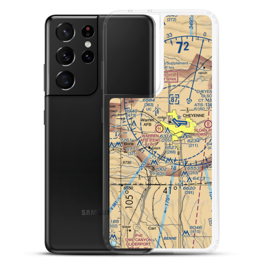 Francis E Warren Air Force Base (FEW) VFR Sectional Samsung Case Samsung Galaxy S21 Ultra model shown