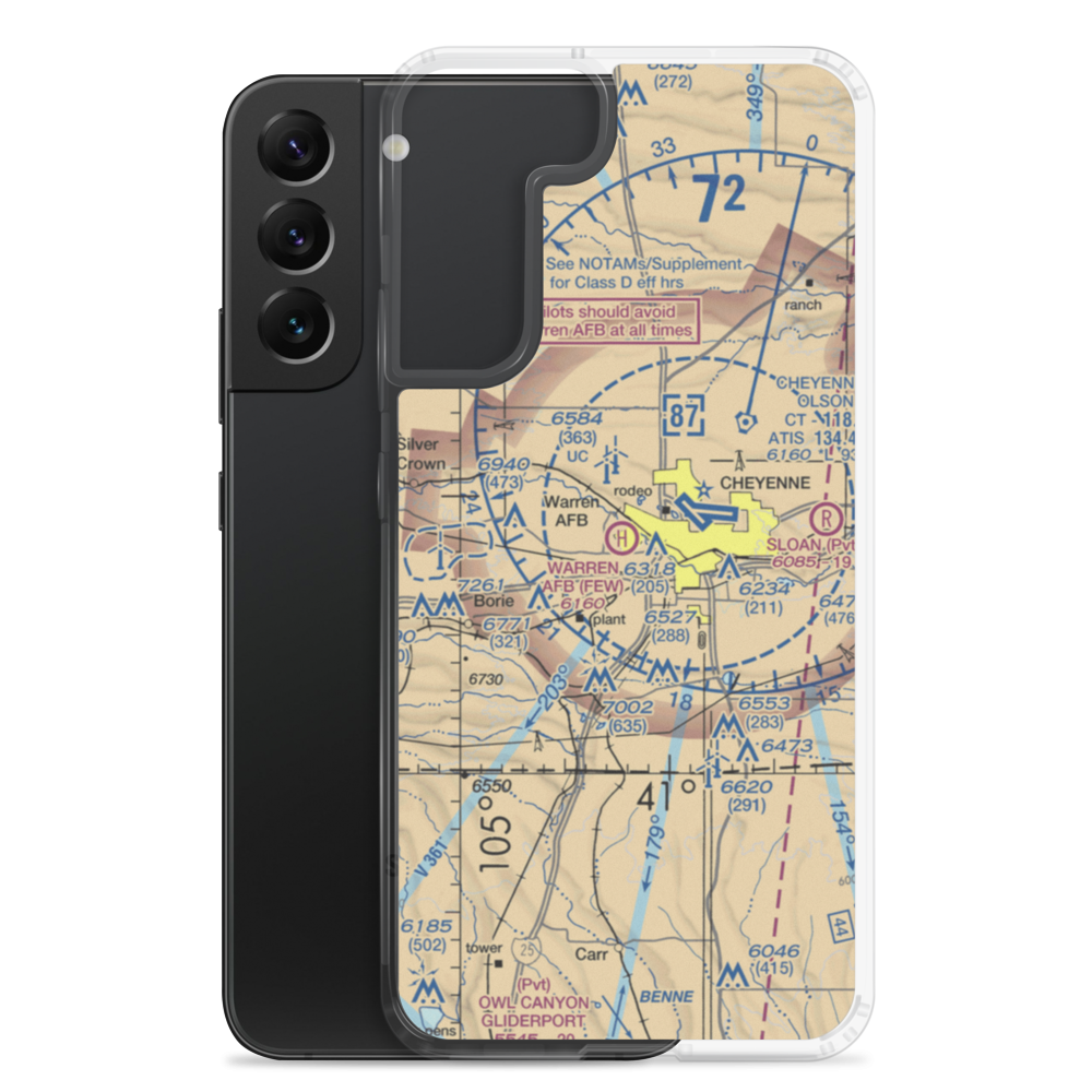 Francis E Warren Air Force Base (FEW) VFR Sectional Samsung Case Samsung Galaxy S22 Plus model shown