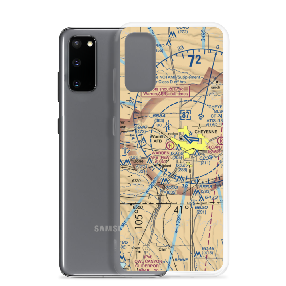 Francis E Warren Air Force Base (FEW) VFR Sectional Samsung Case Samsung Galaxy S20 model shown
