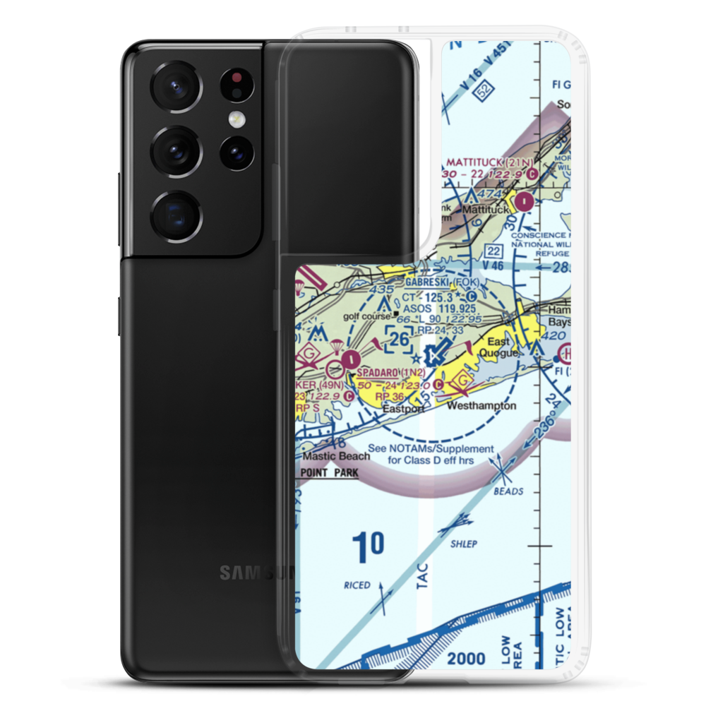 Francis S Gabreski Airport (FOK) VFR Sectional Samsung Case Samsung Galaxy S21 Ultra model shown